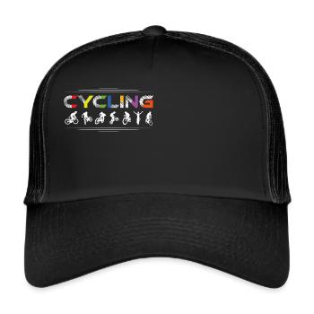 Cycling, Rennrad, Radsport, bunt - Trucker Cap - Schwarz/Schwarz - Vorne