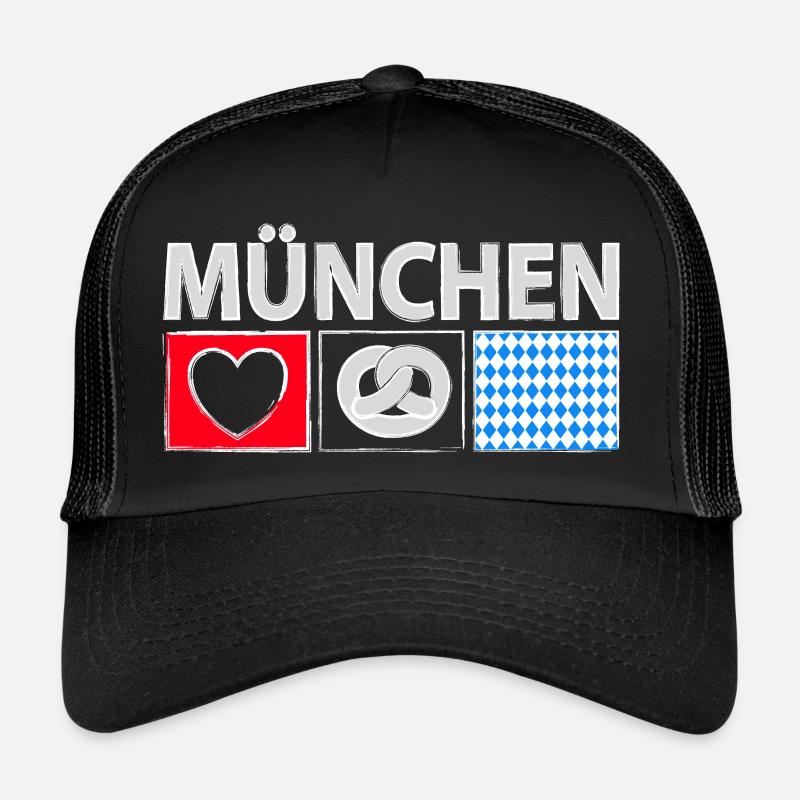 München mit Herz - Trucker Cap - Schwarz/Schwarz
