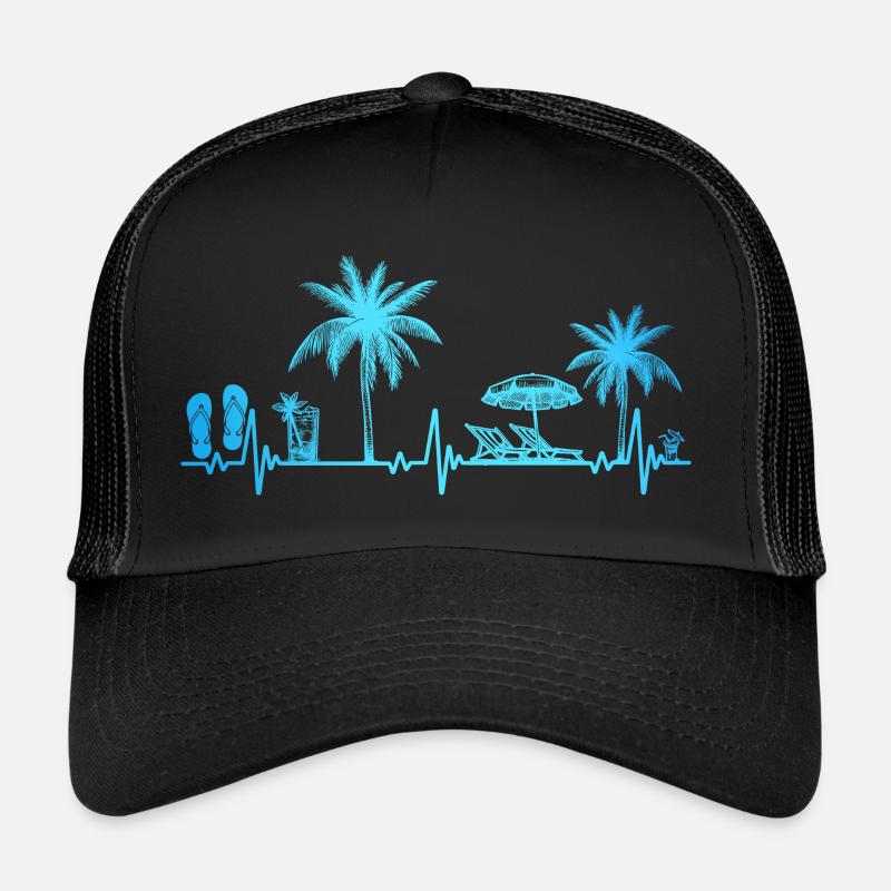 Heartbeat Palm Tree Glass Flipp Flop Summer Lover Casquette trucker 