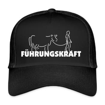 Lustiger Führungskraft Kuh Manager Spruch - Trucker Cap - Schwarz/Schwarz - Vorne