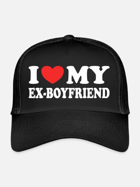 J'aime Mon Ex Copain Cadeau Marrant Saint Valentin - Casquette trucker  - noir/noir - Devant
