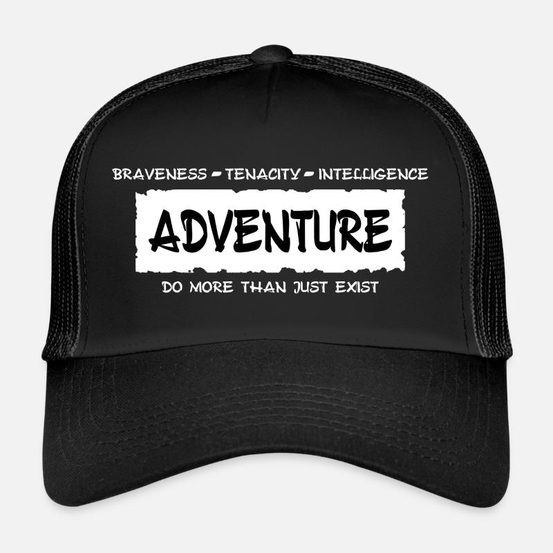 Abenteuer (Typografisches Design) #2 - Trucker Cap - Schwarz/Schwarz