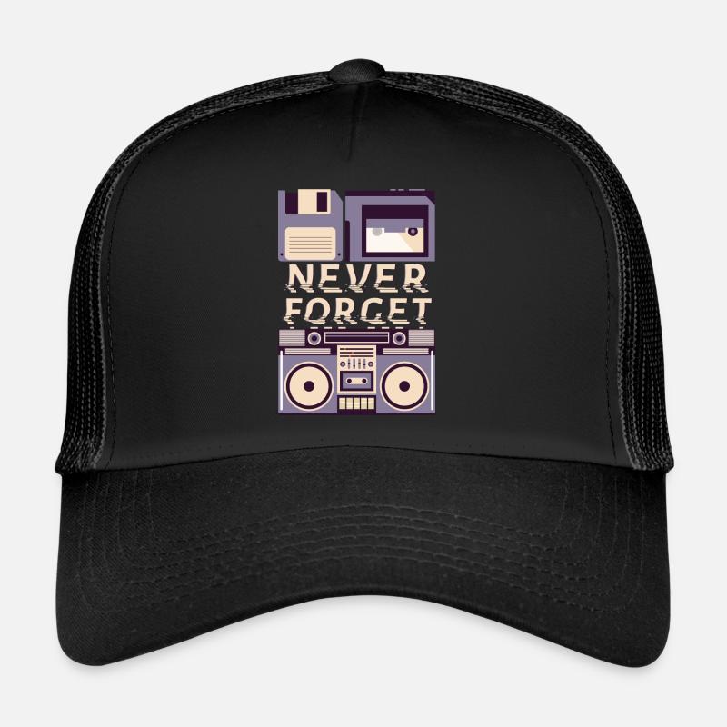 Never Forget VHS Cassette Discquette 80 Retro Casquette trucker 