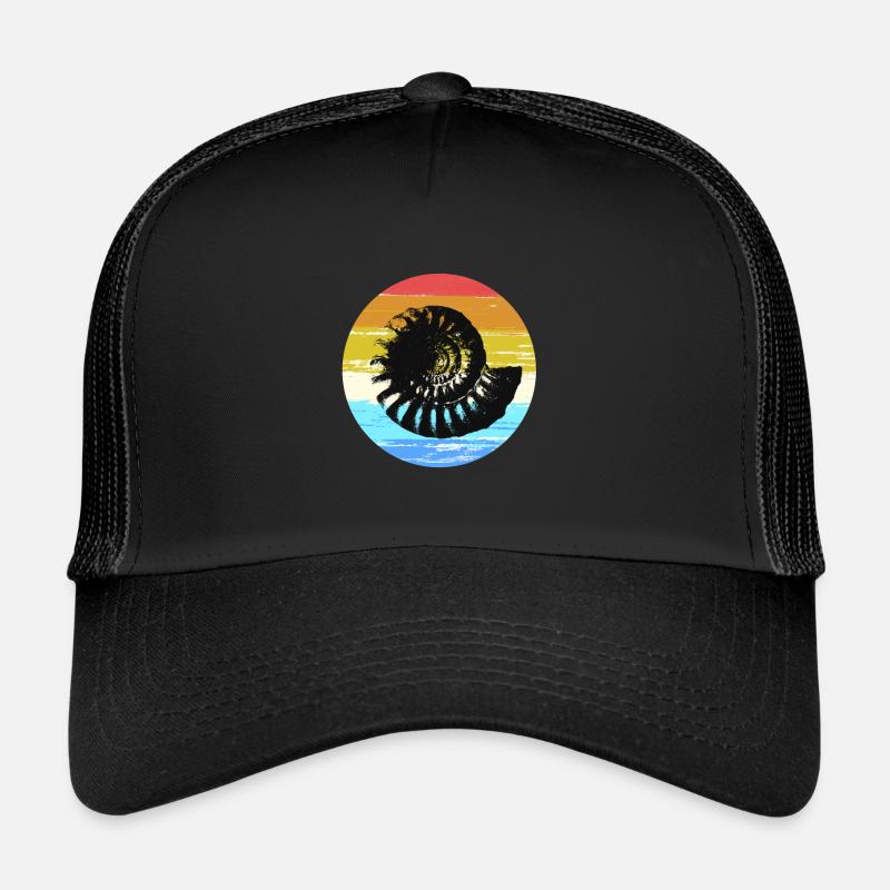 Ammonit Fossil Farbkreis coole Geschenkidee - Trucker Cap - Schwarz/Schwarz
