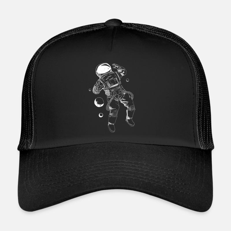 Astronaute flottant blanc - Casquette trucker  - noir/noir