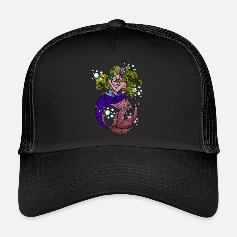 Mama Mermaid Meerjungfrau - Trucker Cap - Schwarz/Schwarz