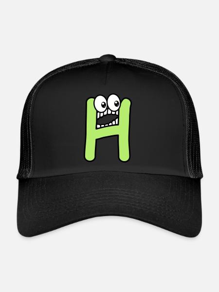 H - letter H with eyes 👀 - Trucker Cap - black/black