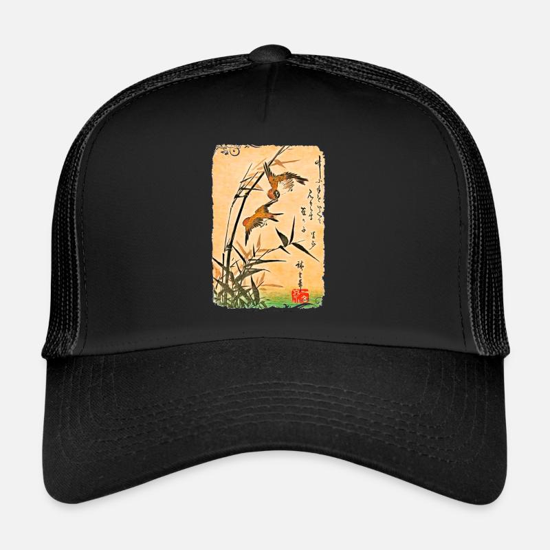 Utagawa Hiroshige Spatzen und Bambus Trucker Cap