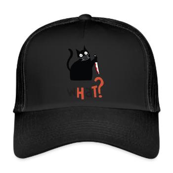 Cat What Black Cat Shirt Murderous Cat With Knife - Casquette trucker  - noir/noir - Devant