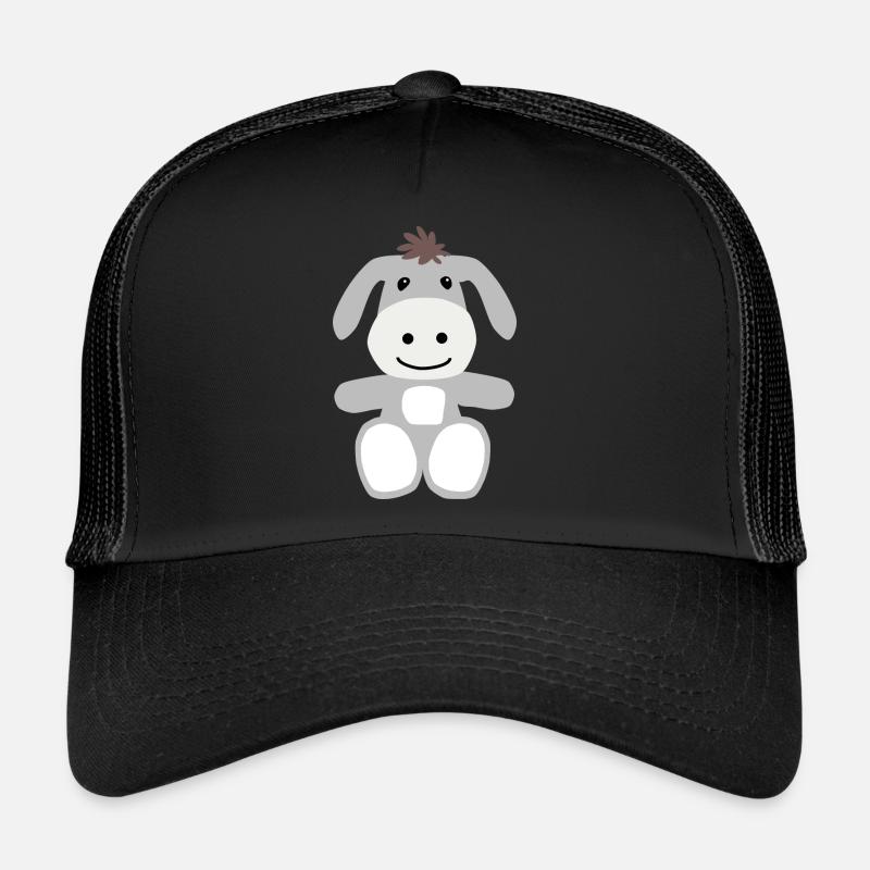 Drolliger grauer Esel Für Esel Freunde Geschenk - Trucker Cap - Schwarz/Schwarz