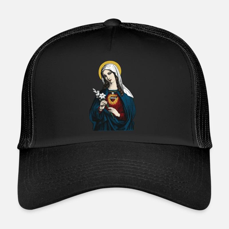 Heilige Jungfrau Maria mit ihrem unbeflecktem Herz - Trucker Cap - Schwarz/Schwarz