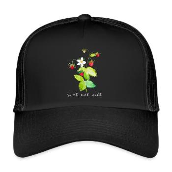 Walderdbeere süß und wild - Trucker Cap - Schwarz/Schwarz - Vorne