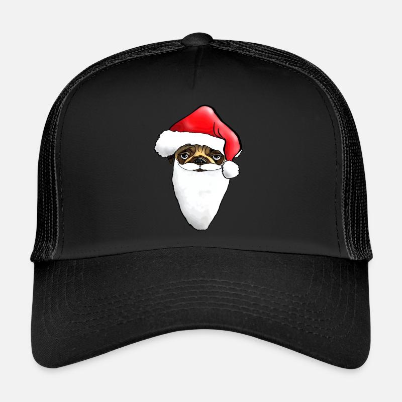 Christmas Pug - Ugly Christmas Pug - - Trucker Cap - black/black