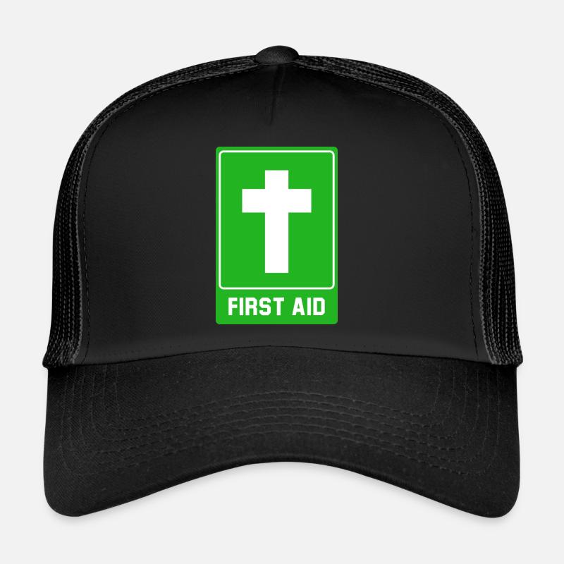 Premiers soins croisés - Casquette trucker  - noir/noir