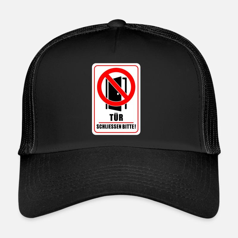 Tuer schliessen bitte | Tür schließen bitte - Trucker Cap - Schwarz/Schwarz