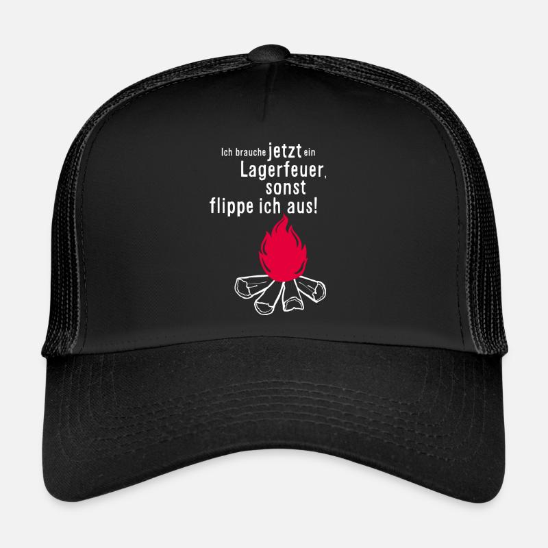 Ich brauche jetzt ein Lagerfeuer - Trucker Cap - Schwarz/Schwarz