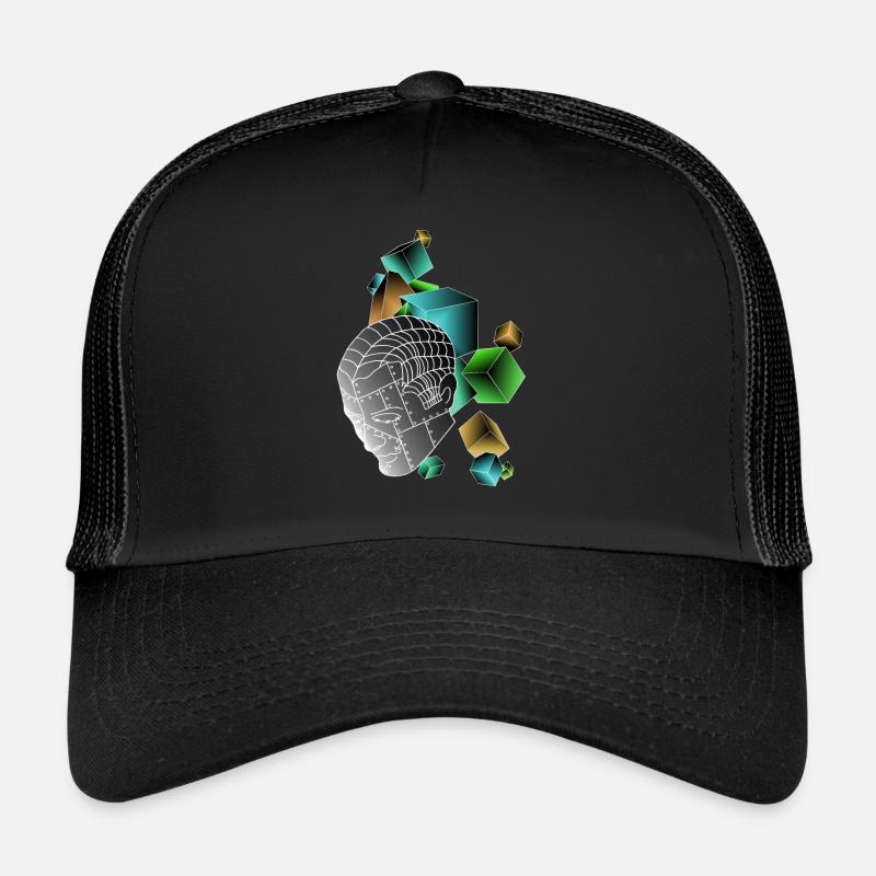 Roboter mit Würfeln bunt - Trucker Cap - Schwarz/Schwarz