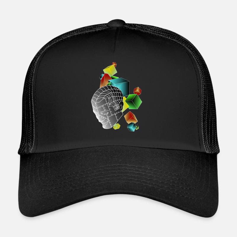 Roboter mit Würfeln bunt - Trucker Cap - Schwarz/Schwarz