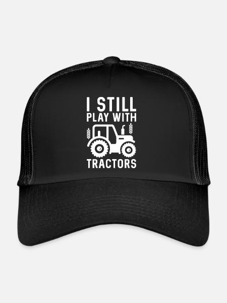 Je joue toujours avec des tracteurs - Casquette trucker  - noir/noir - Devant