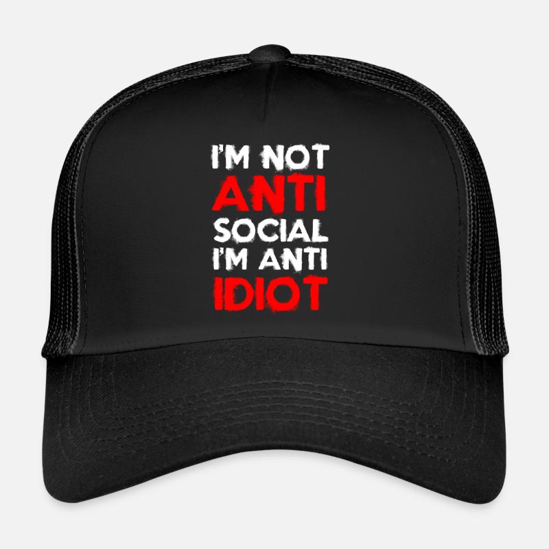 Idioten Büro Provokation - Trucker Cap - Schwarz/Schwarz