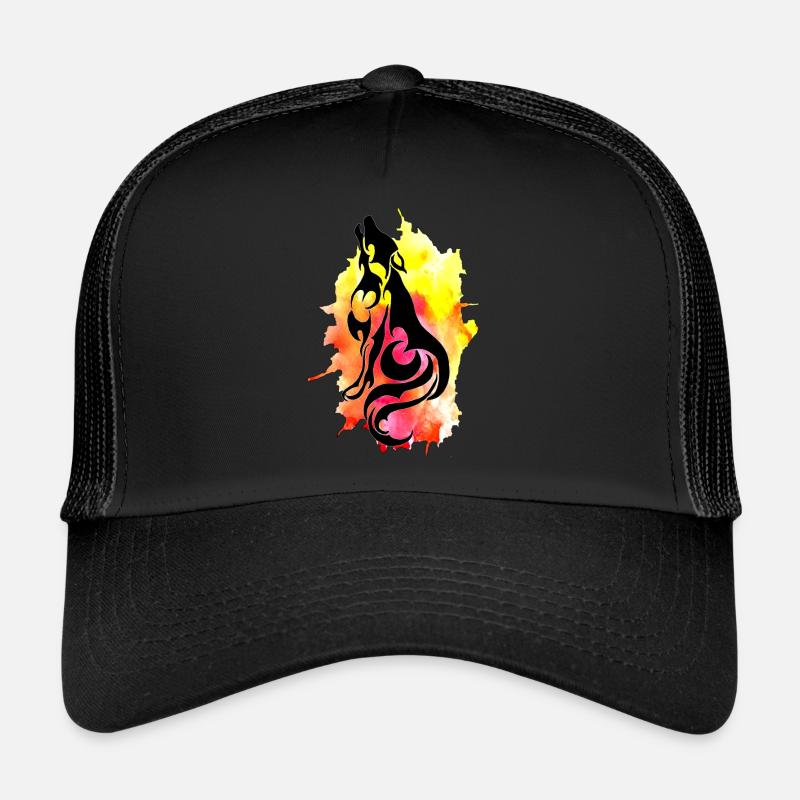Aquarell Wolf - Trucker Cap - Schwarz/Schwarz