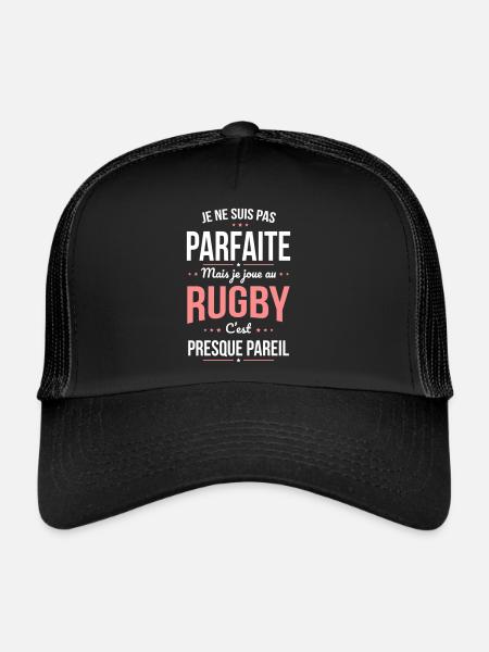 Je ne suis pas parfaite mais je joue au rugby - Casquette trucker  - noir/noir - Devant