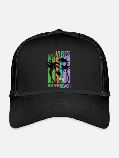 Ambiance estivale prête pour la plage - Casquette trucker  - noir/noir - Devant