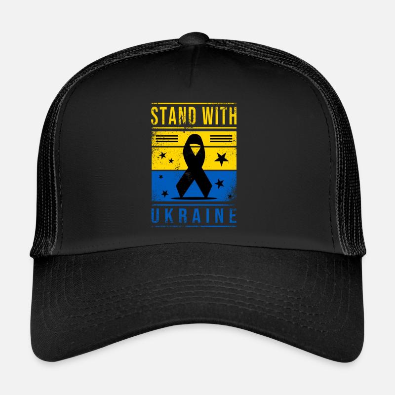Drapeau de l’Ukraine avec signe de paix Casquette trucker 