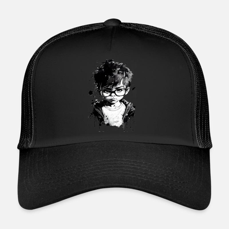 Junge mit Brille in der Schule one. Trucker Cap
