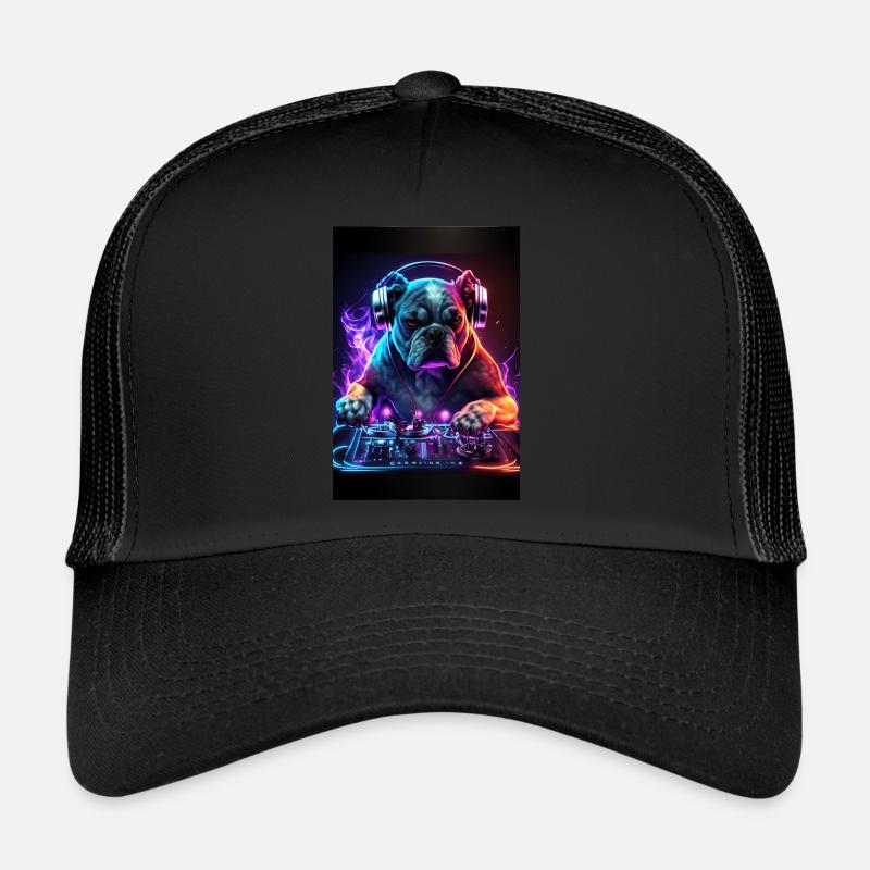 Bulldog DJ Hunde DJ - Trucker Cap - Schwarz/Schwarz