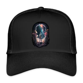 Un astronaute regarde les étoiles Surreal Sci-Fi Space - Casquette trucker  - noir/noir - Devant