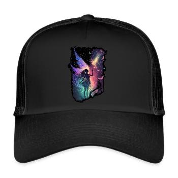 Magische Fee macht Feuerwerk Nacht Kind Mädchen - Trucker Cap - Schwarz/Schwarz - Vorne
