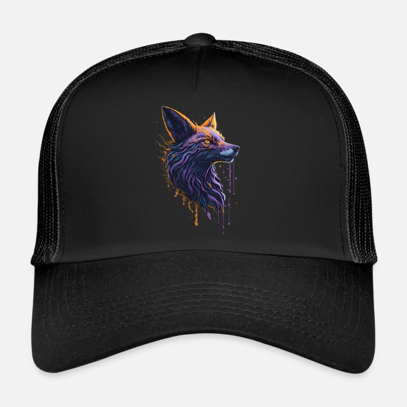 Peinture orange et violette Fox Head Illustration Desi Casquette trucker 
