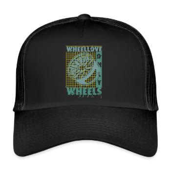 Felge mit Gitter - Trucker Cap - Schwarz/Schwarz - Vorne