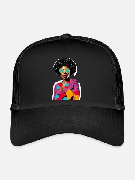 Femme noire - Casquette trucker  - noir/noir - Devant