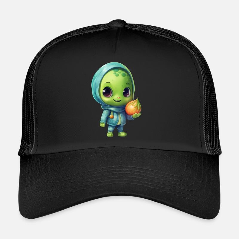 Blue-Pink Alien Skateboarder: Figures cosmiques Casquette trucker 
