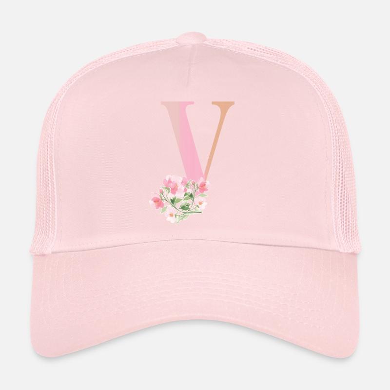 Lettre V avec des fleurs Casquette trucker 