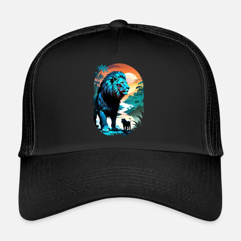 Lion, Lion Cub and Jungle Trucker Cap