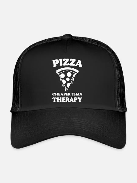 Pizza Cheaper than Therapy - Trucker Cap - black/black - Front