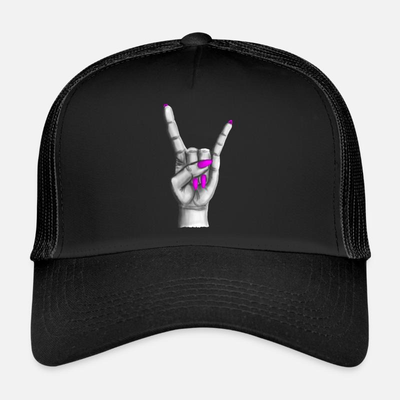 Heavy Metal à la main rose Casquette trucker 
