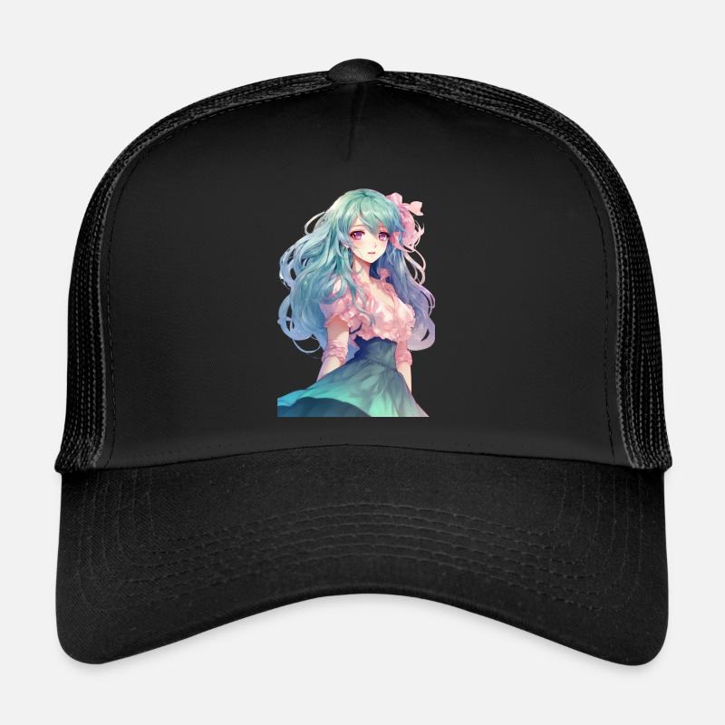 Anime-Mädchen mit rosa Haaren Trucker Cap