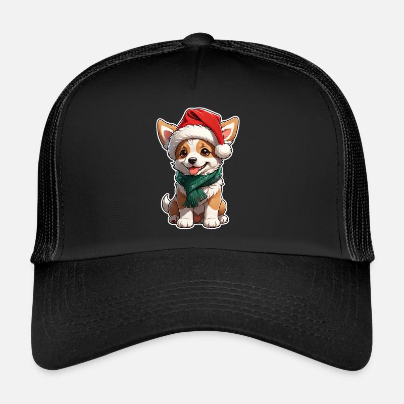 Hund mit Weihnachtsmütze - Trucker Cap - Schwarz/Schwarz
