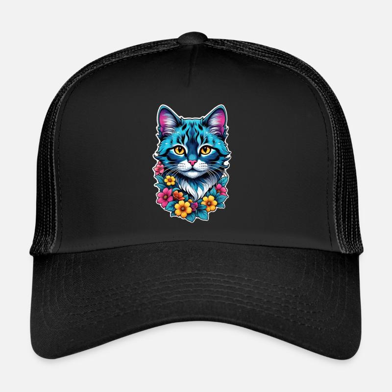 Katze und Blume Aquarell Trucker Cap