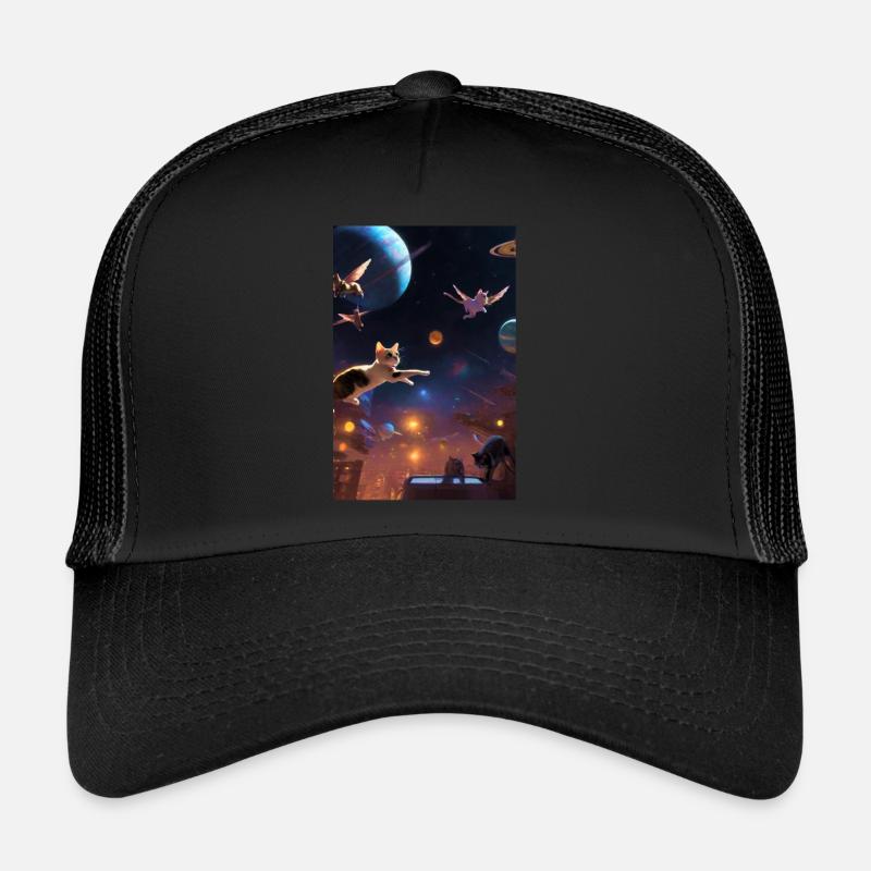 Flying Cats, Cats, Outer Space, Planets Trucker Cap