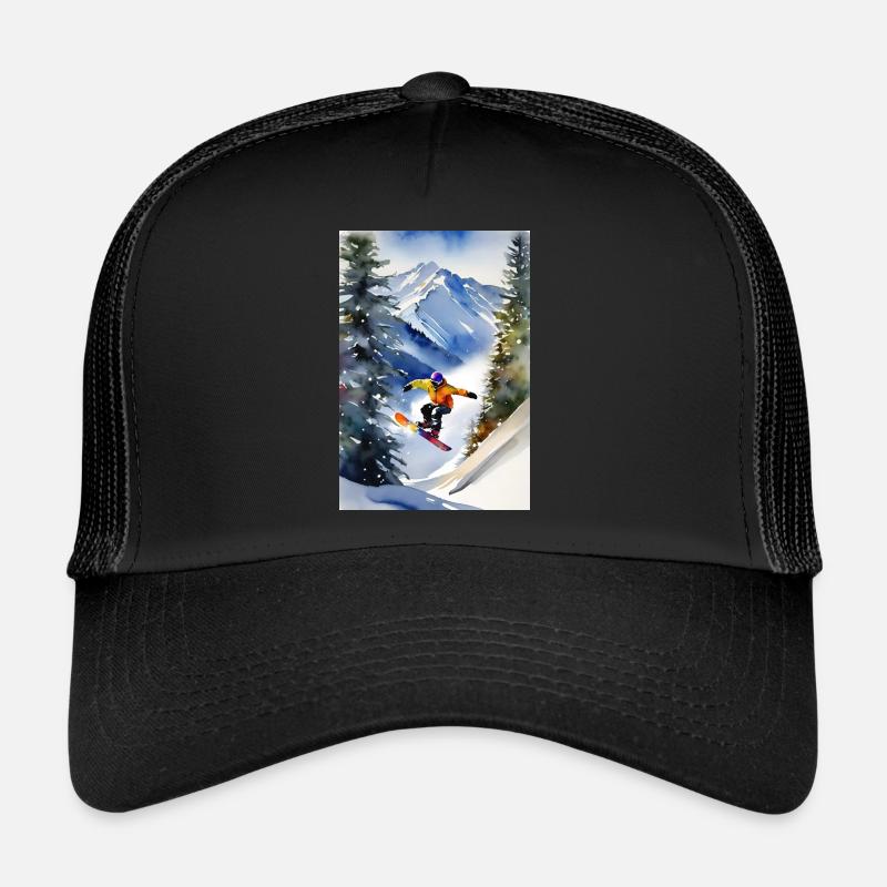 Snowboarder I - Trucker Cap - Schwarz/Schwarz
