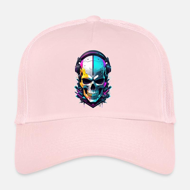 Skull Steampunk Neon Trucker Cap