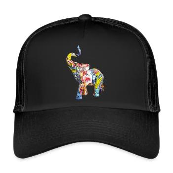 Elefant - Trucker Cap - Schwarz/Schwarz - Vorne