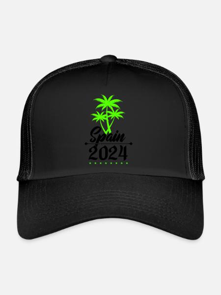 Espagne 2024 Palmiers - Casquette trucker  - noir/noir - Devant