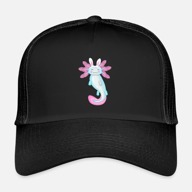 Oster-Axolotl mit Hasenohren - Trucker Cap - Schwarz/Schwarz