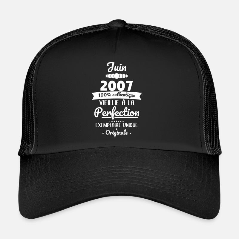 18. Geburtstag - Juni 2007 Original - Trucker Cap - Schwarz/Schwarz